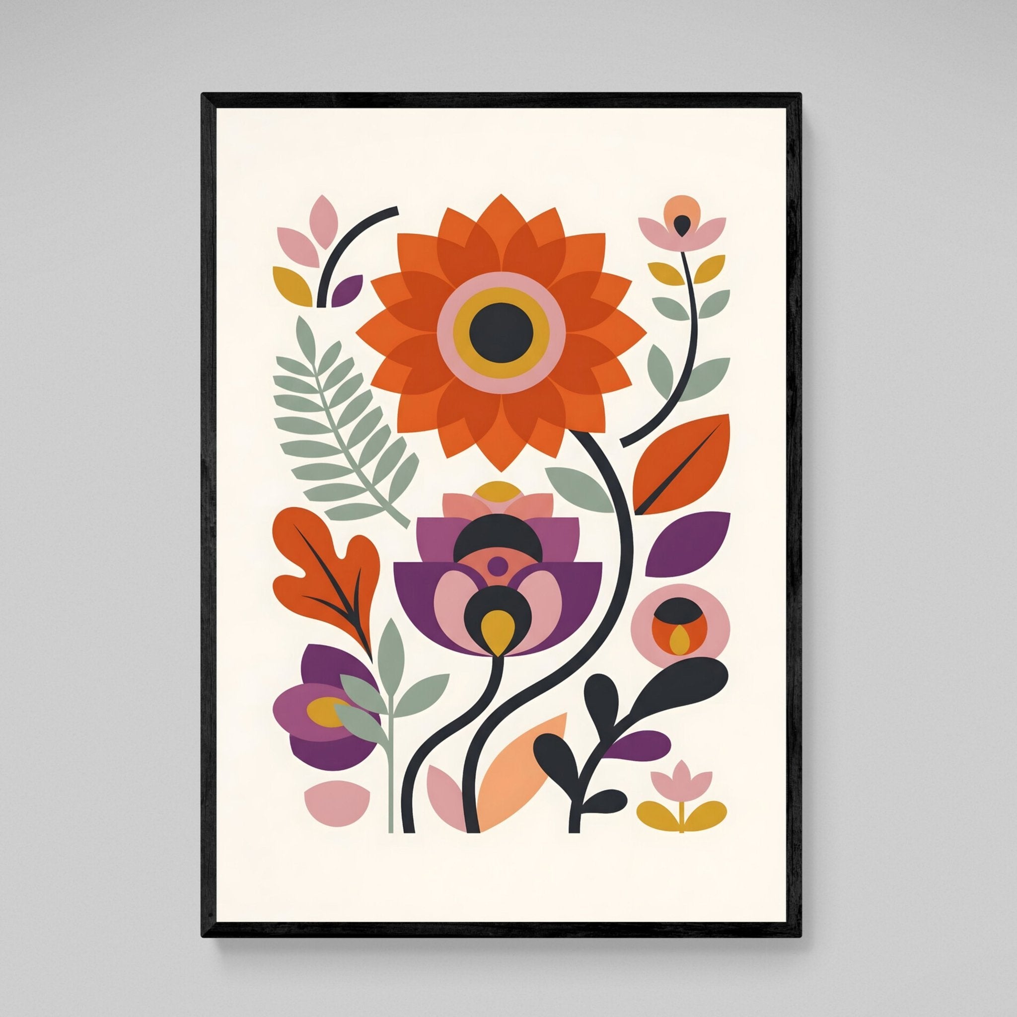 Modern Flowers Scandinavian Wall Art - Luxury Art Canvas
