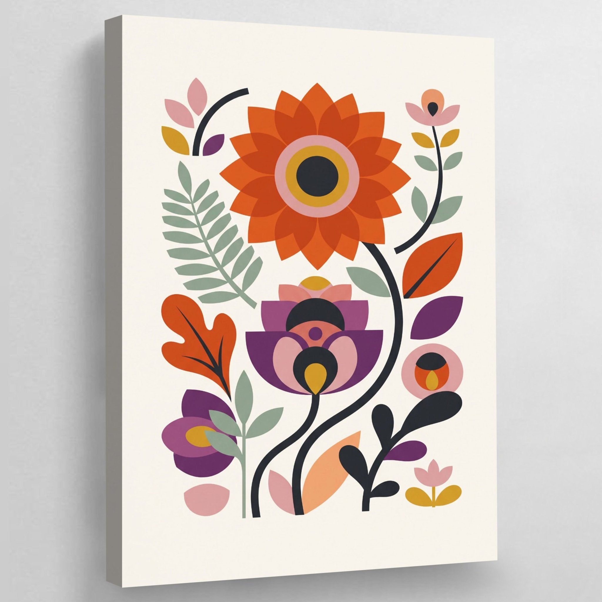 Modern Flowers Scandinavian Wall Art - Luxury Art Canvas