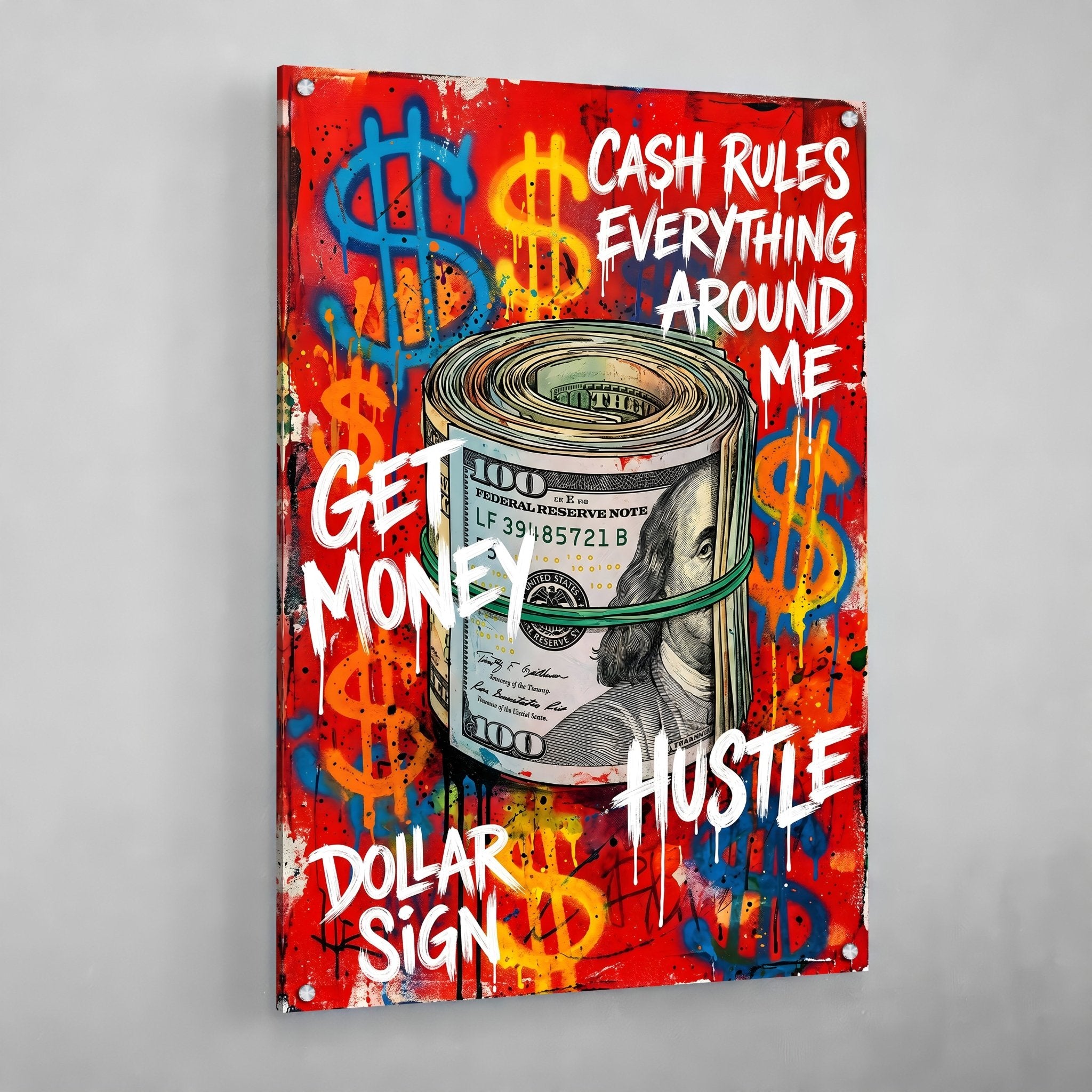 Money Hustle Graffiti Wall Art - Luxury Art Canvas