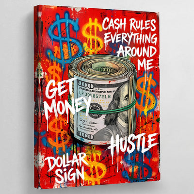 Money Hustle Graffiti Wall Art - Luxury Art Canvas
