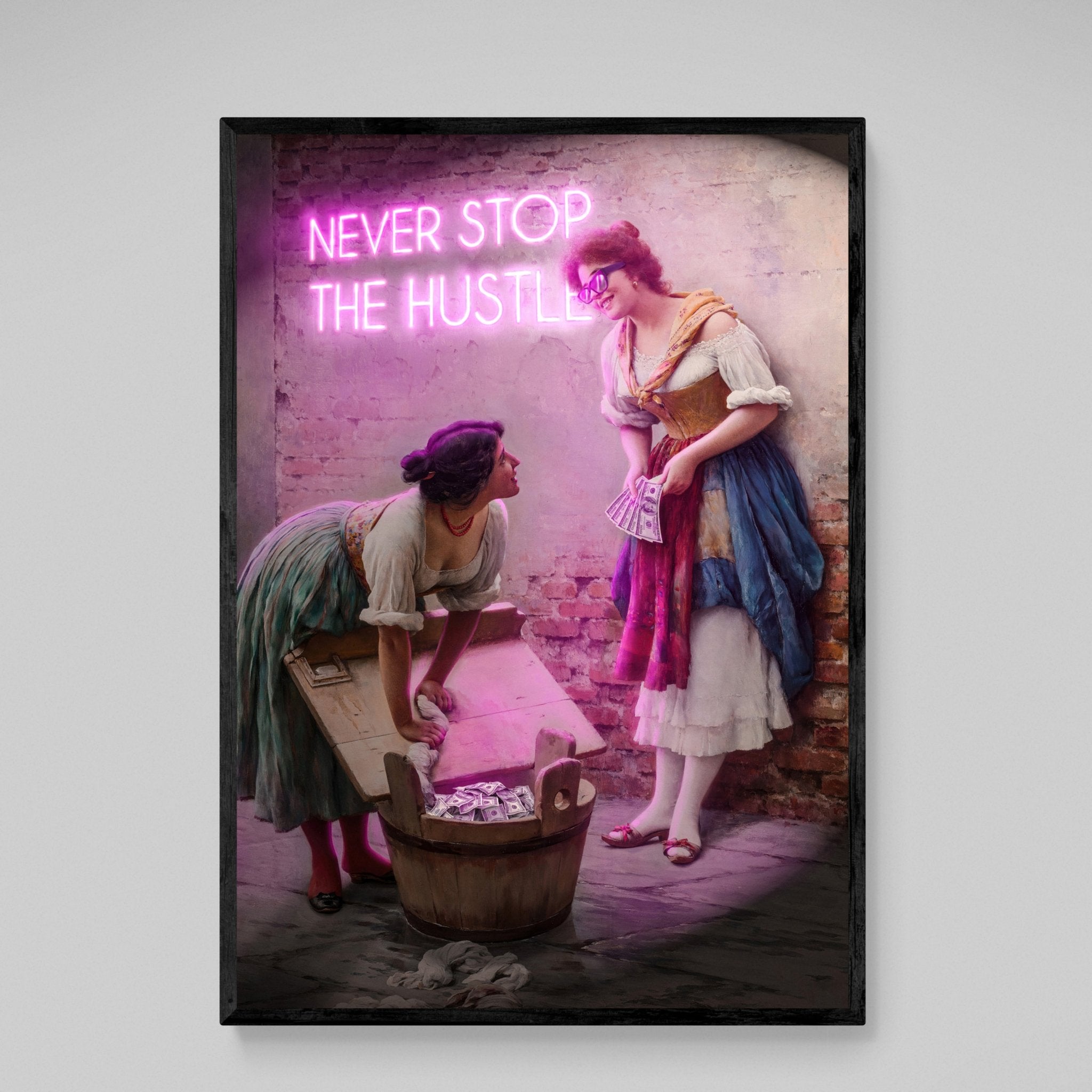 Never Stop The Hustle Modern Wall Art - Luxury Art Canvas