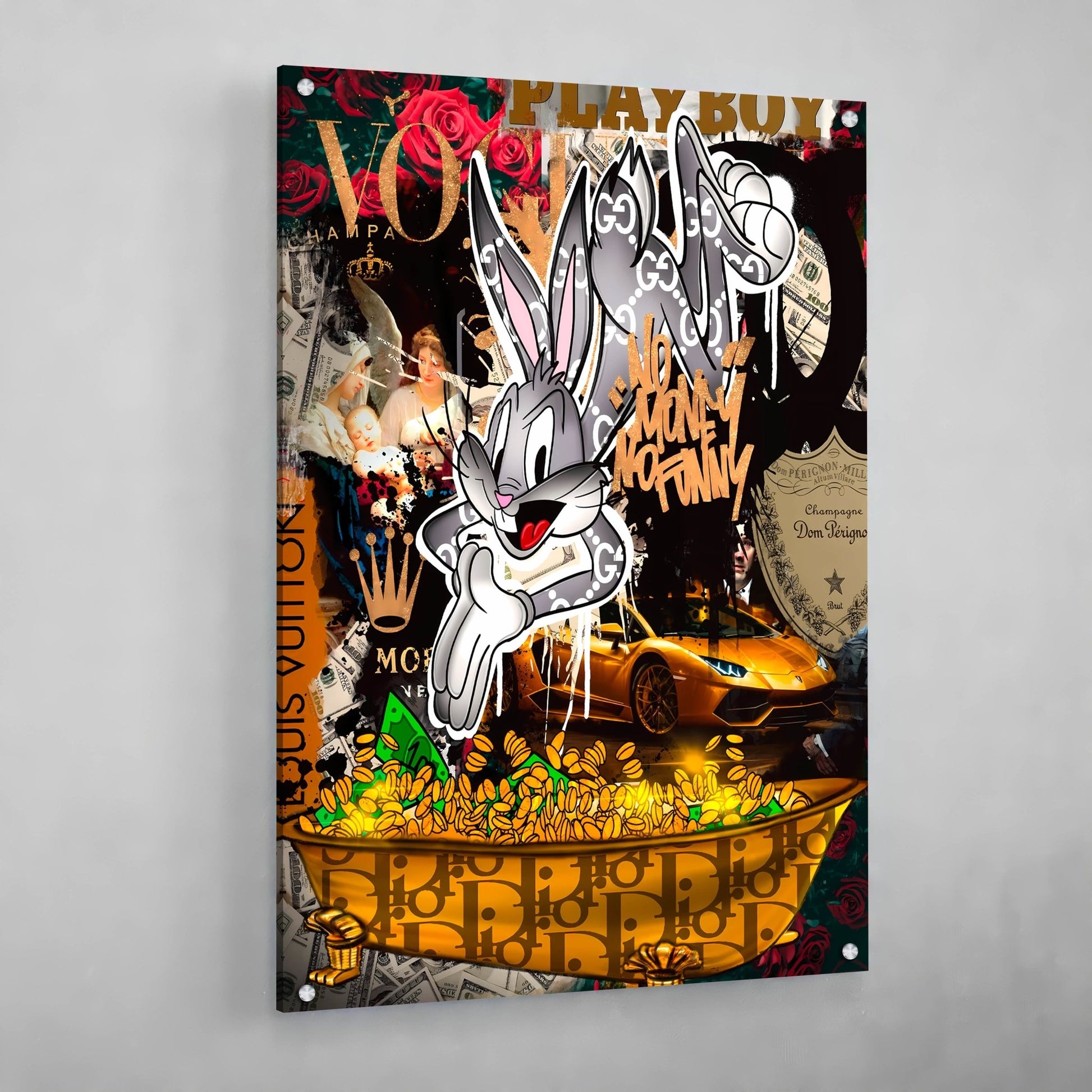 No Money No Funny Motivational Canvas Wall Art - Luxury Art Canvas