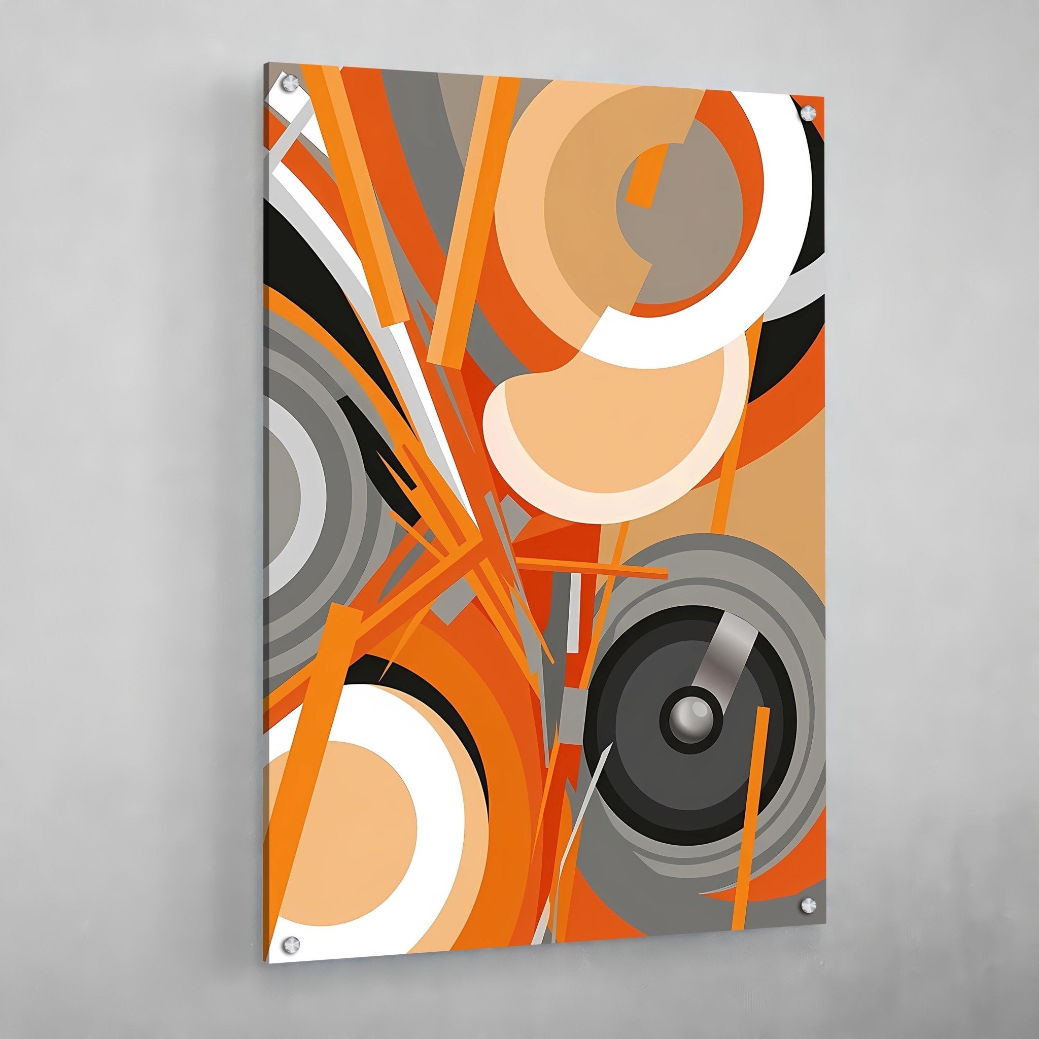Orange Geometric Abstract Wall Art - Luxury Art Canvas