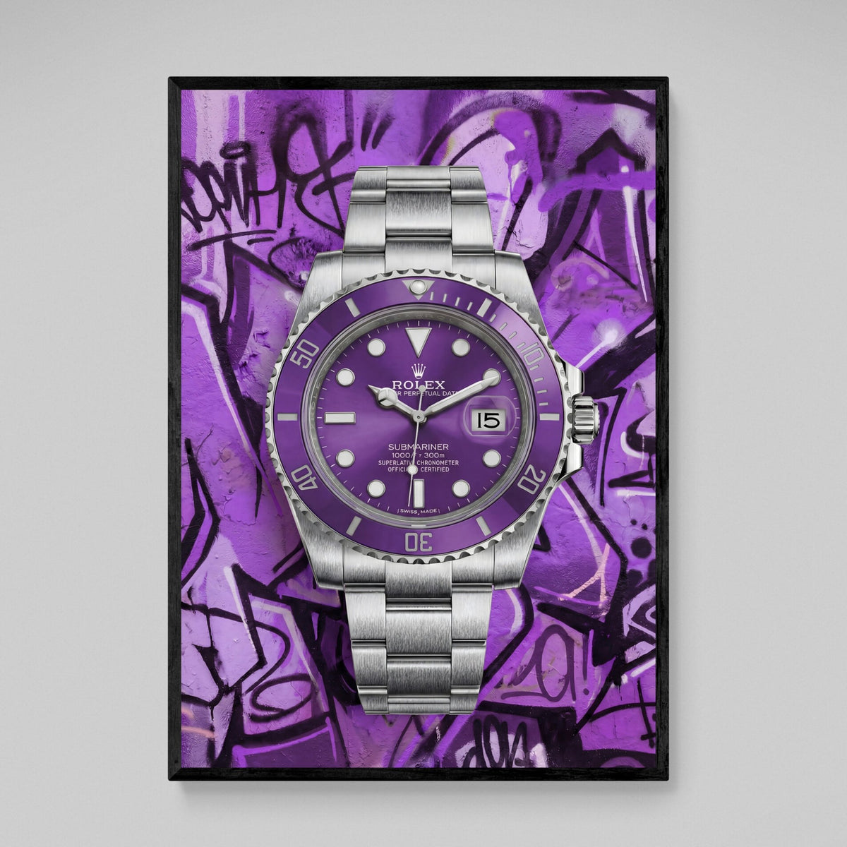 Purple Graffiti Rolex Wall Art - Luxury Art Canvas