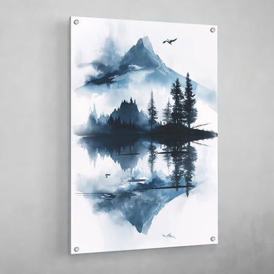 Reflection Mountain Scandinavian Wall Art - Luxury Art Canvas