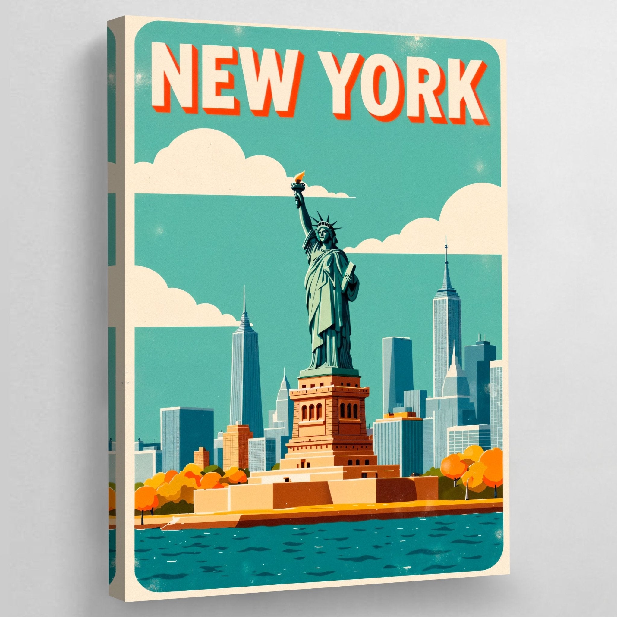 Retro Travel New York Wall Art - Luxury Art Canvas