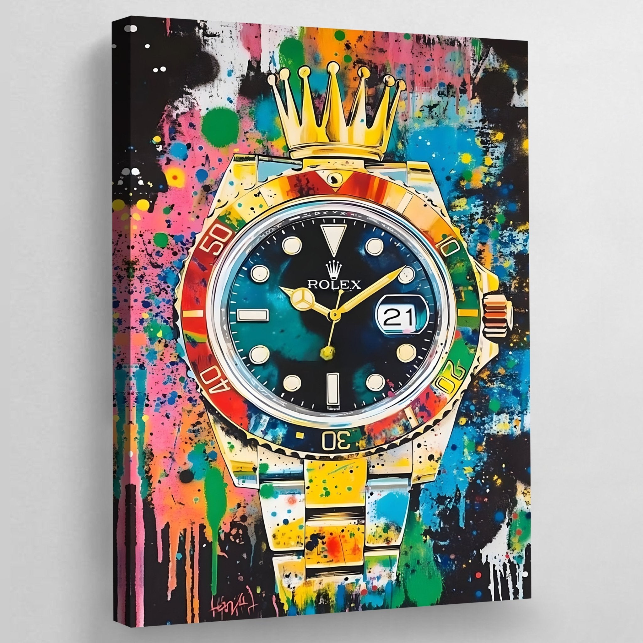 Rolex Graffiti Canvas Wall Art - Luxury Art Canvas