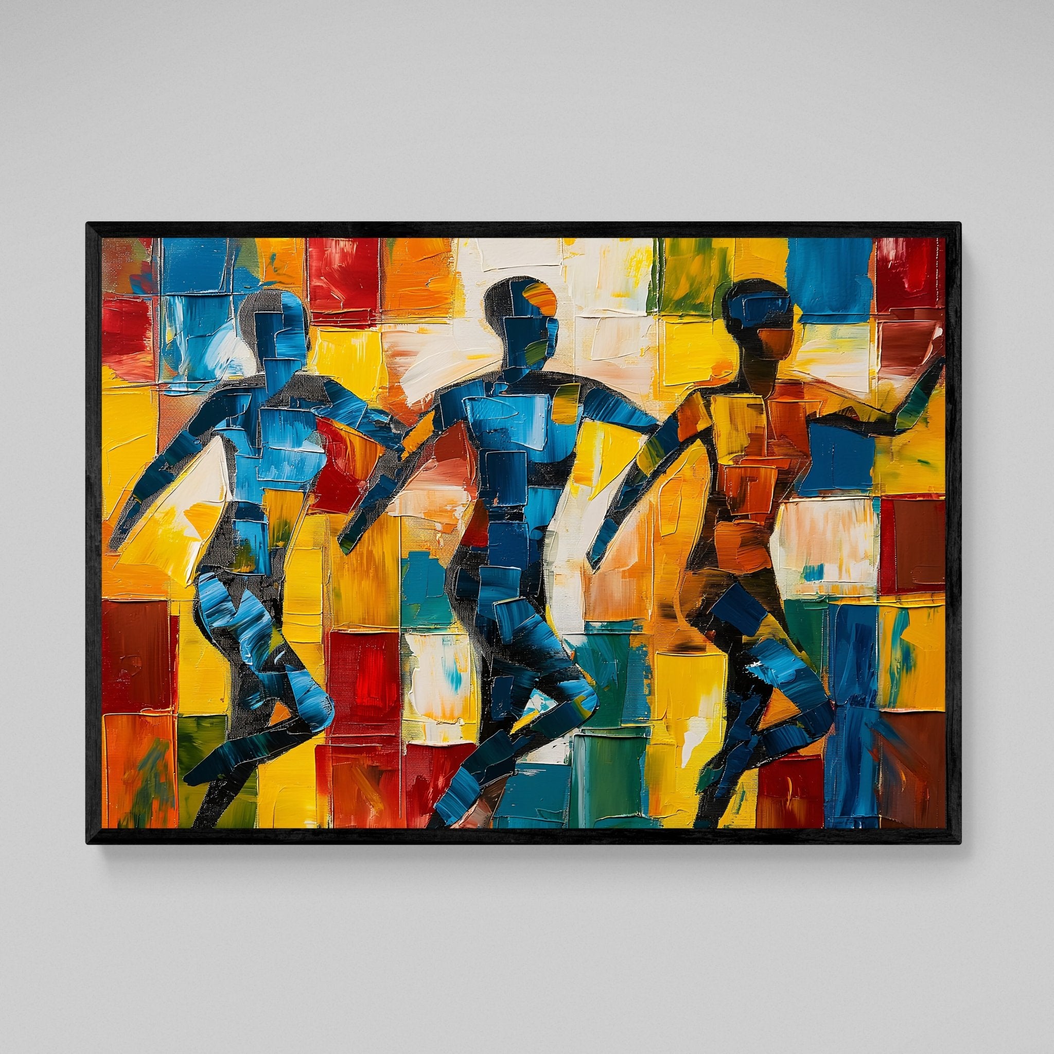 Running Athletes Cubism Wall Art - Luxury Art Canvas
