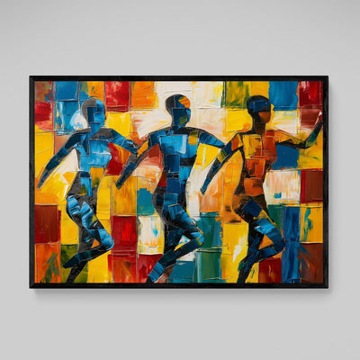 Running Athletes Cubism Wall Art - Luxury Art Canvas