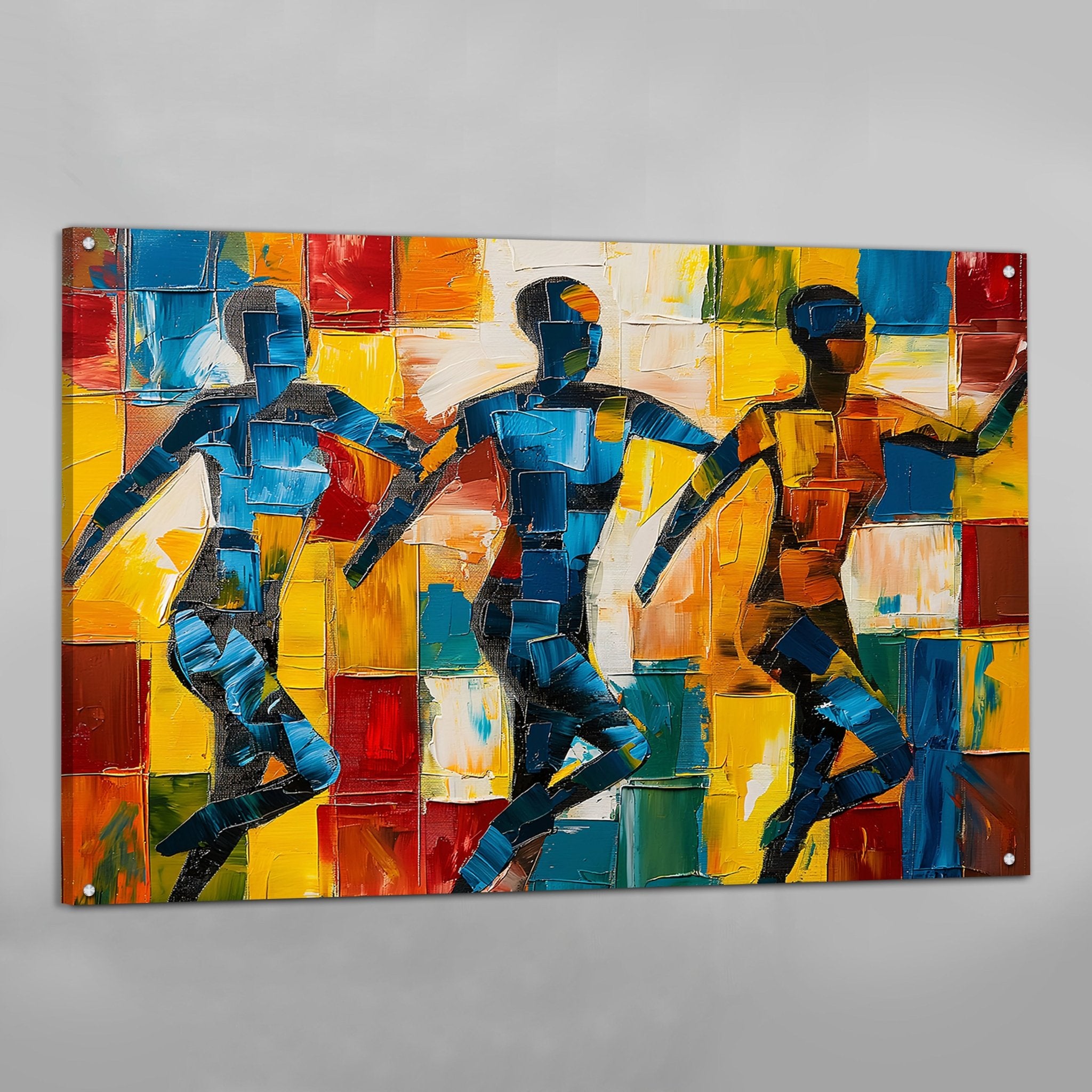 Running Athletes Cubism Wall Art - Luxury Art Canvas