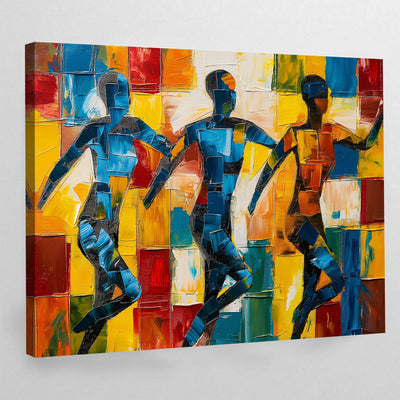 Running Athletes Cubism Wall Art - Luxury Art Canvas