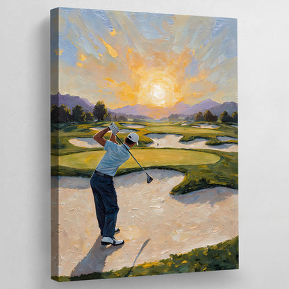 Sunset Golf Wall Art - Luxury Art Canvas