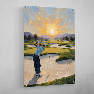 Sunset Golf Wall Art - Luxury Art Canvas