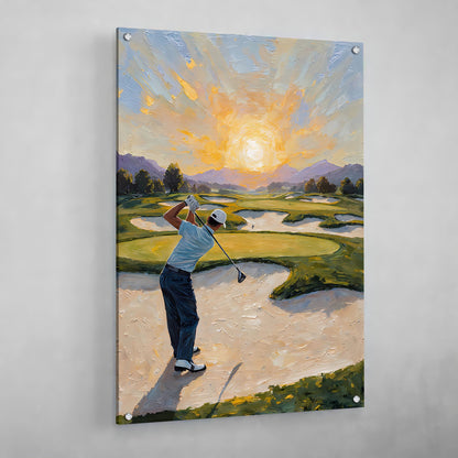 Sunset Golf Wall Art - Luxury Art Canvas