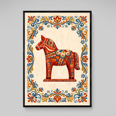 Swedish Dala Horse Scandinavian Wall Art - Luxury Art Canvas