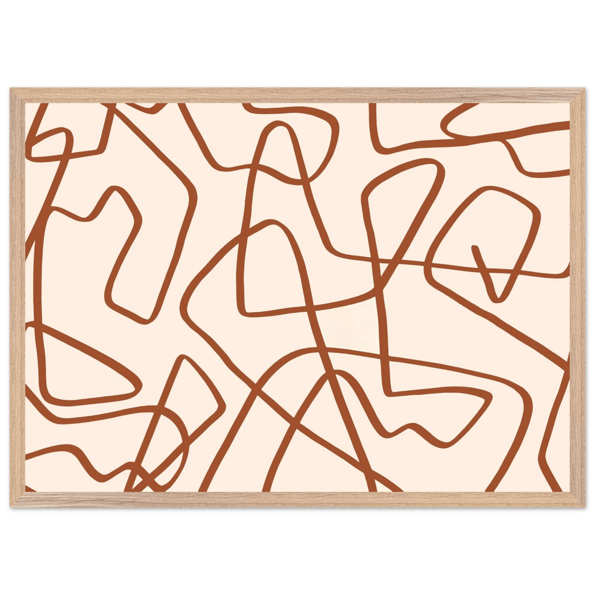 Terracotta Scribble Minimalist Wall Art - Luxury Art Canvas