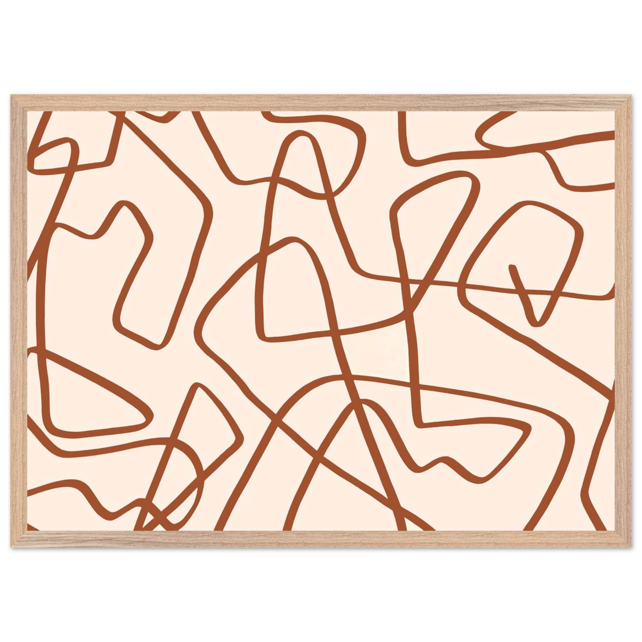 Terracotta Scribble Minimalist Wall Art - Luxury Art Canvas