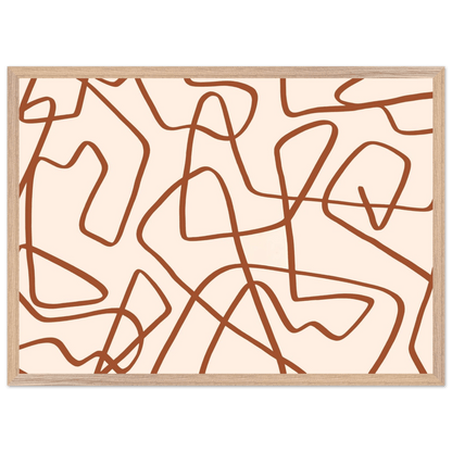 Terracotta Scribble Minimalist Wall Art - Luxury Art Canvas