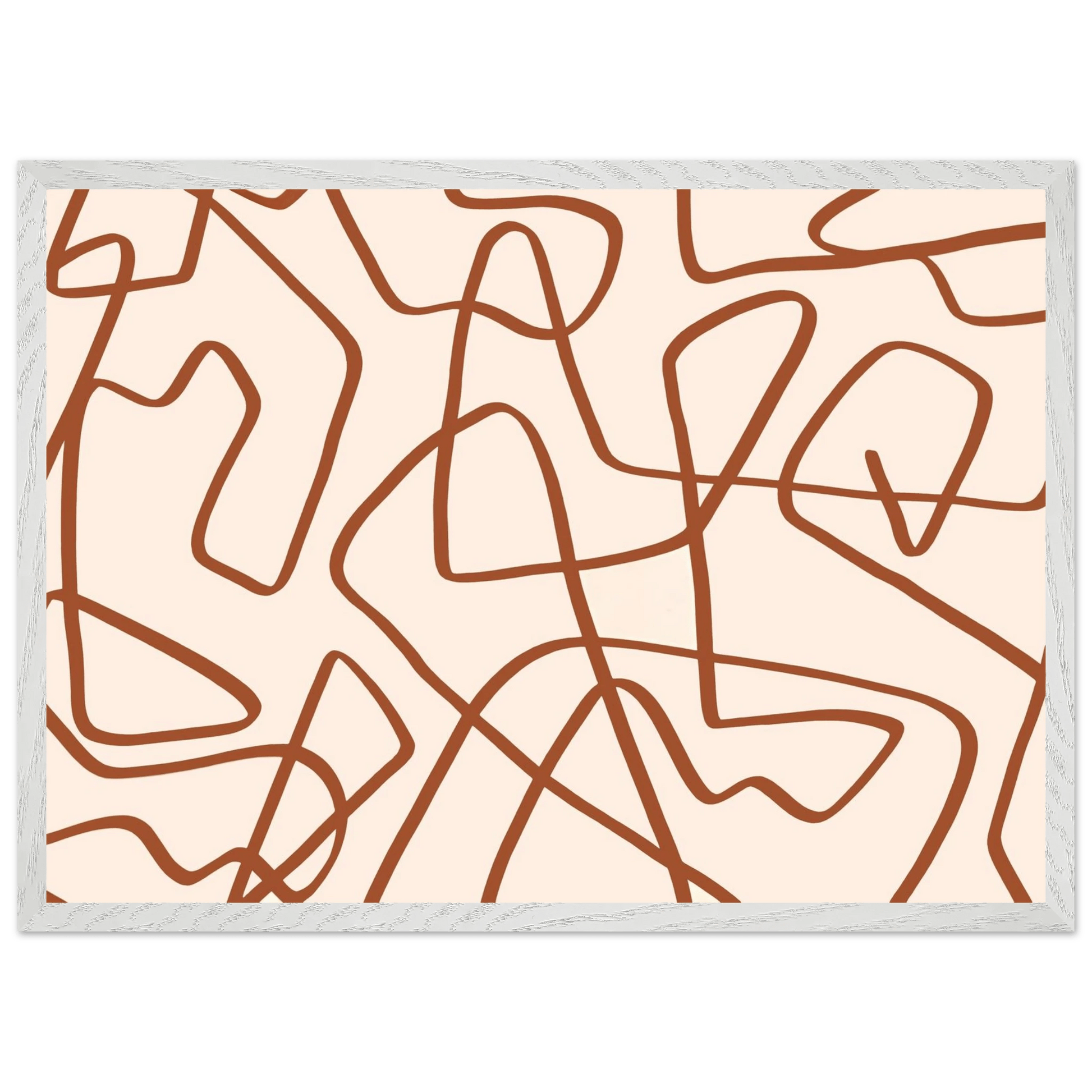 Terracotta Scribble Minimalist Wall Art - Luxury Art Canvas