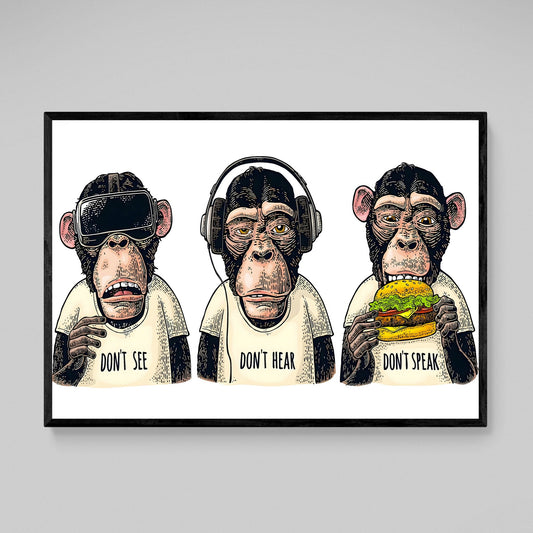 Three Wise Monkey Canvas - Luxury Art Canvas