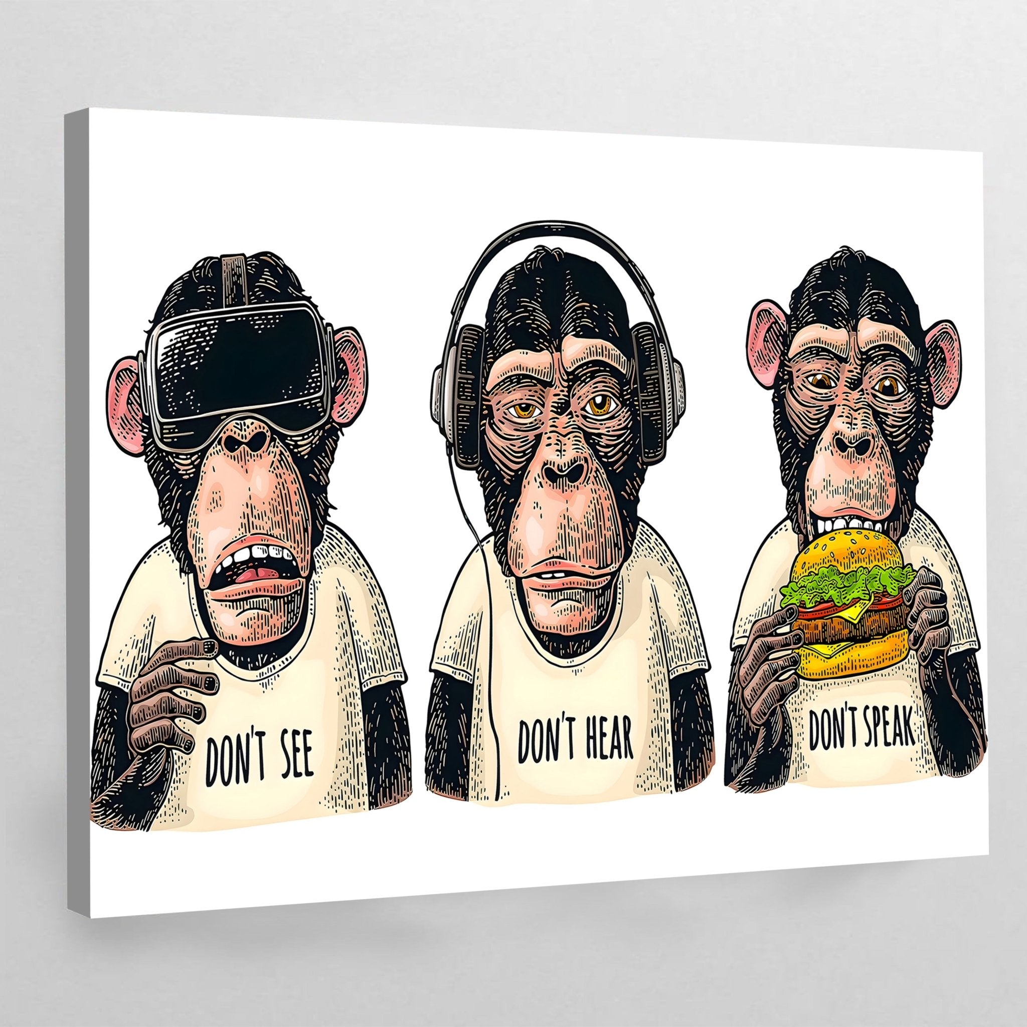 Three Wise Monkey Canvas - Luxury Art Canvas