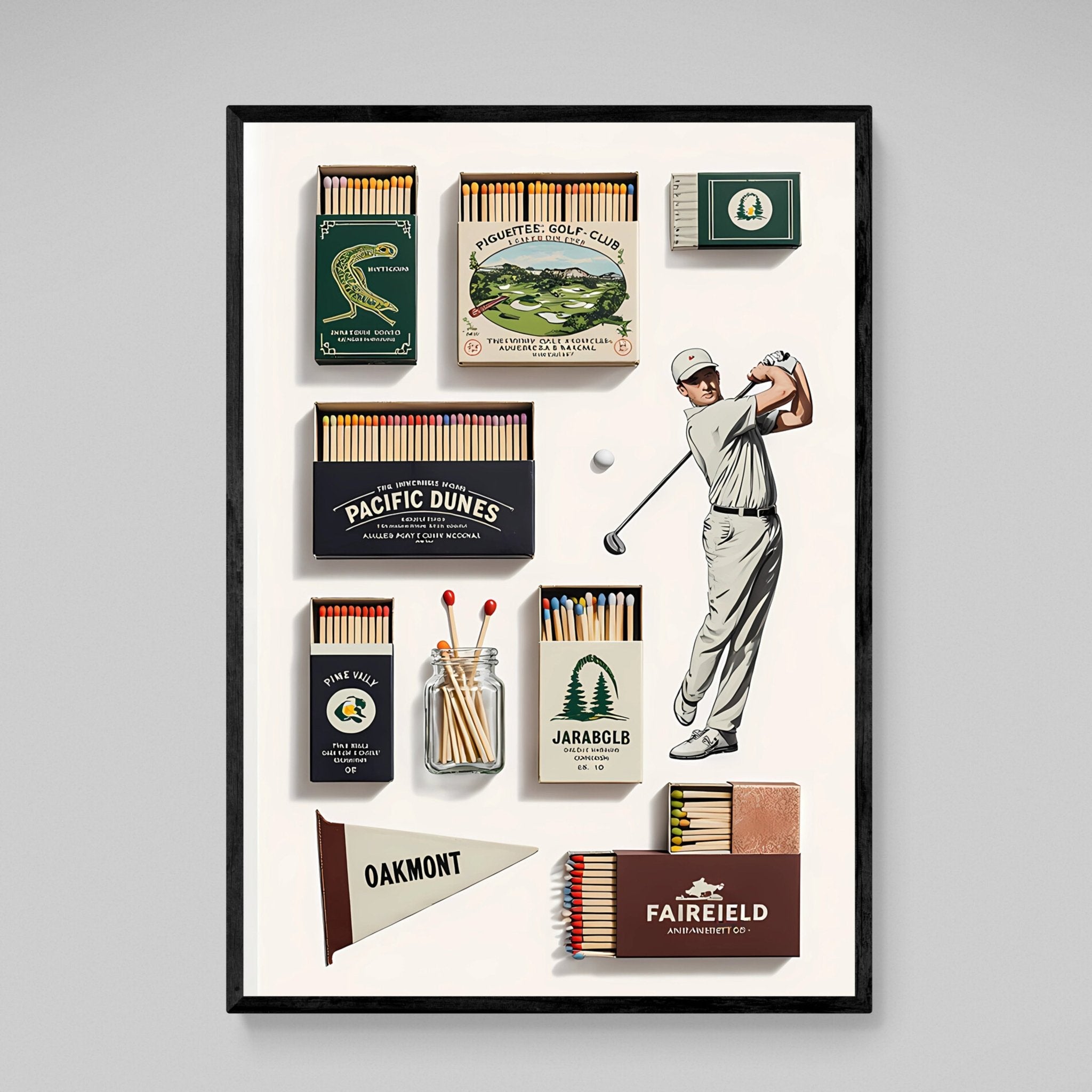 Vintage Matchbox Golf Wall Art - Luxury Art Canvas