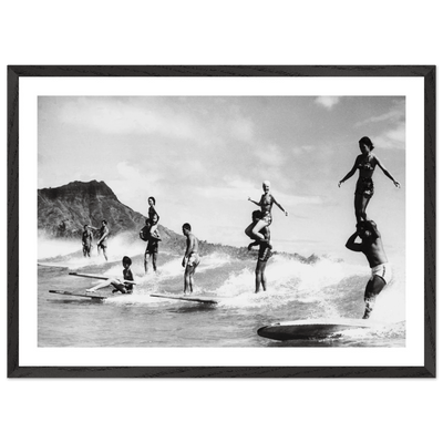 Vintage Surf Hawaii Black and White Wall Art - Luxury Art Canvas