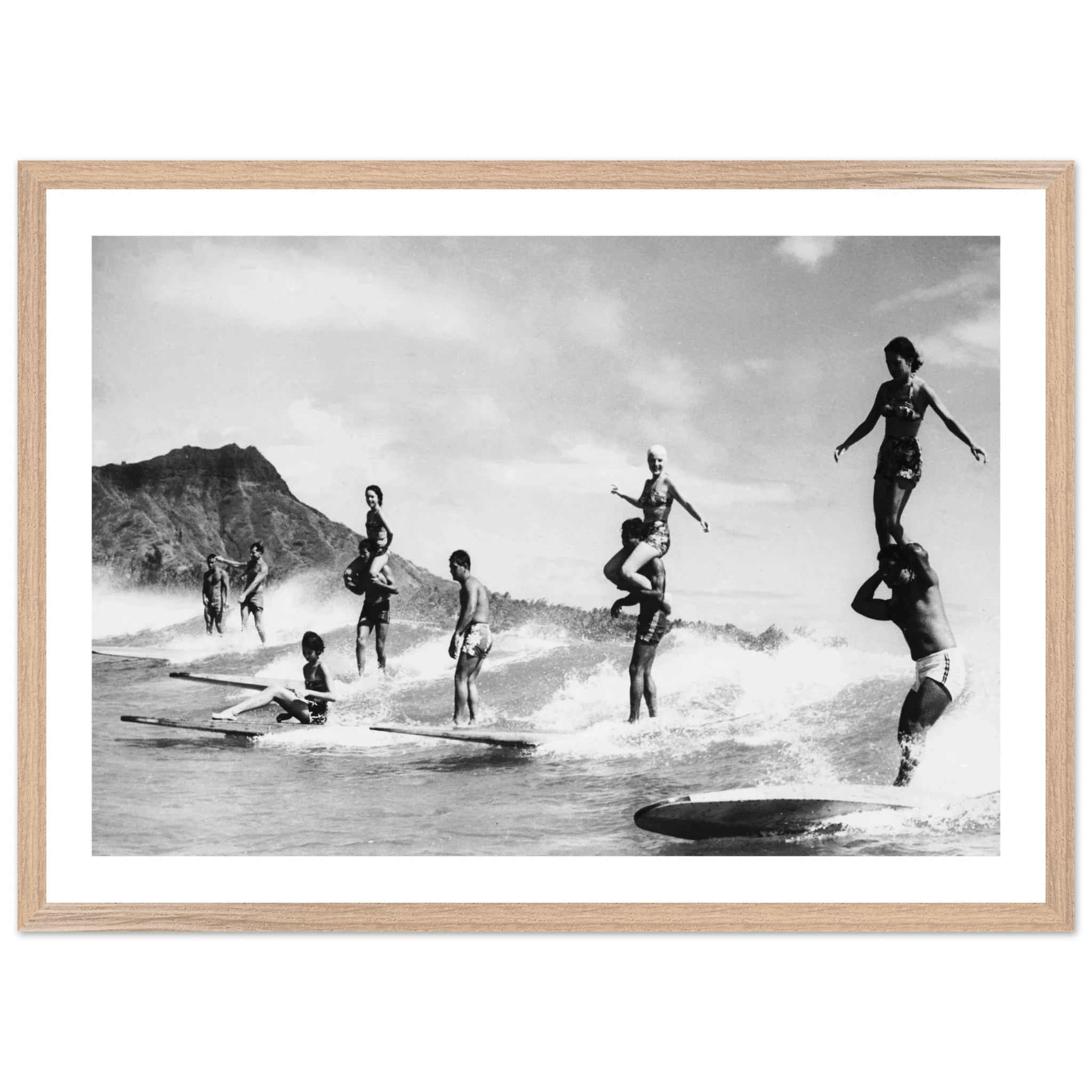 Vintage Surf Hawaii Black and White Wall Art - Luxury Art Canvas