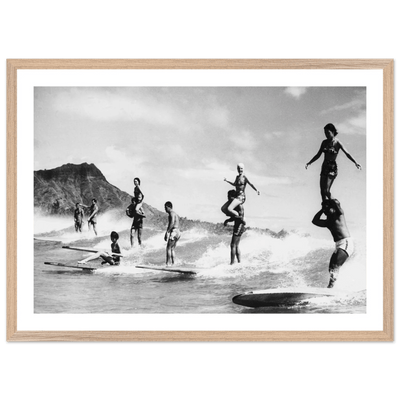 Vintage Surf Hawaii Black and White Wall Art - Luxury Art Canvas