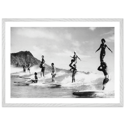 Vintage Surf Hawaii Black and White Wall Art - Luxury Art Canvas