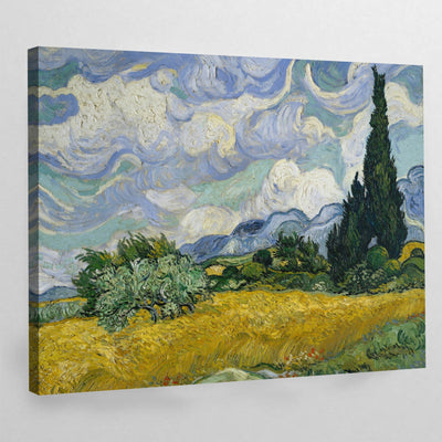 Wheat Field with Cypresses Wall Art - Luxury Art Canvas