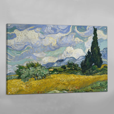 Wheat Field with Cypresses Wall Art - Luxury Art Canvas