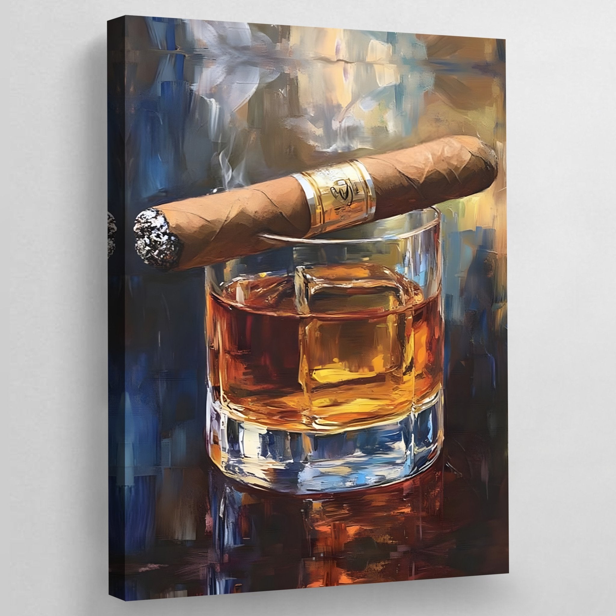 Whiskey & Cigar Wall Art - Luxury Art Canvas