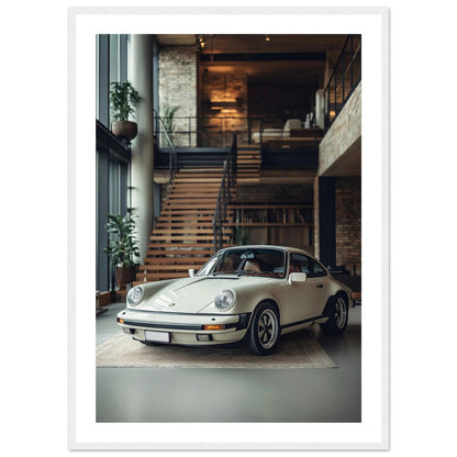 White Porsche 911 Photography Wall Art - Luxury Art Canvas