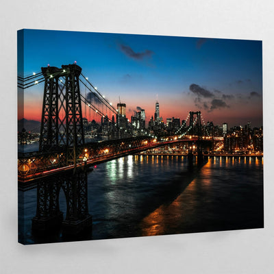 Williamsburg Bridge Night New York Wall Art - Luxury Art Canvas