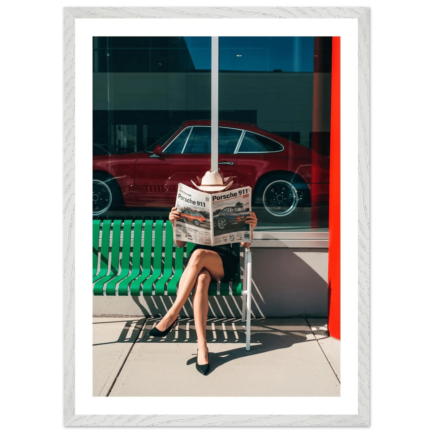 Woman Sports Car Photography Wall Art - Luxury Art Canvas