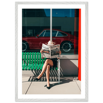 Woman Sports Car Photography Wall Art - Luxury Art Canvas