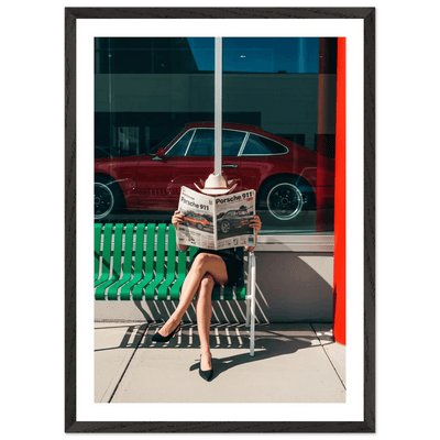 Woman Sports Car Photography Wall Art - Luxury Art Canvas
