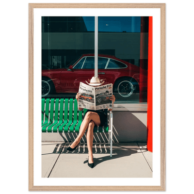 Woman Sports Car Photography Wall Art - Luxury Art Canvas