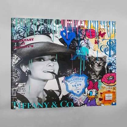 Audrey Hepburn Pop Art Canvas Art - Luxury Art Canvas