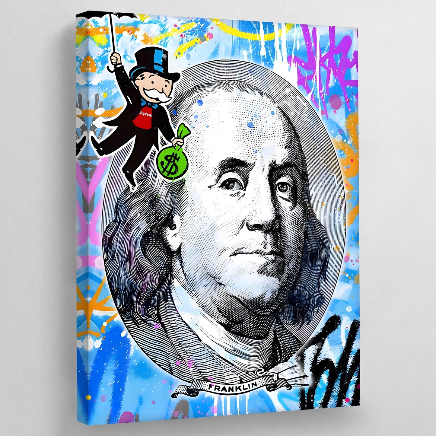 Benjamin Franklin Graffiti Wall Art - Luxury Art Canvas