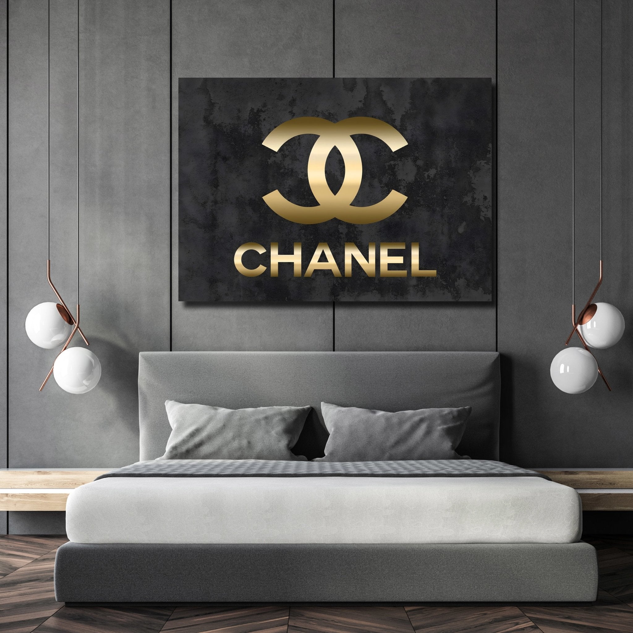 Black and Gold Chanel Wall Art - Luxury Art Canvas