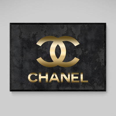 Black and Gold Chanel Wall Art - Luxury Art Canvas