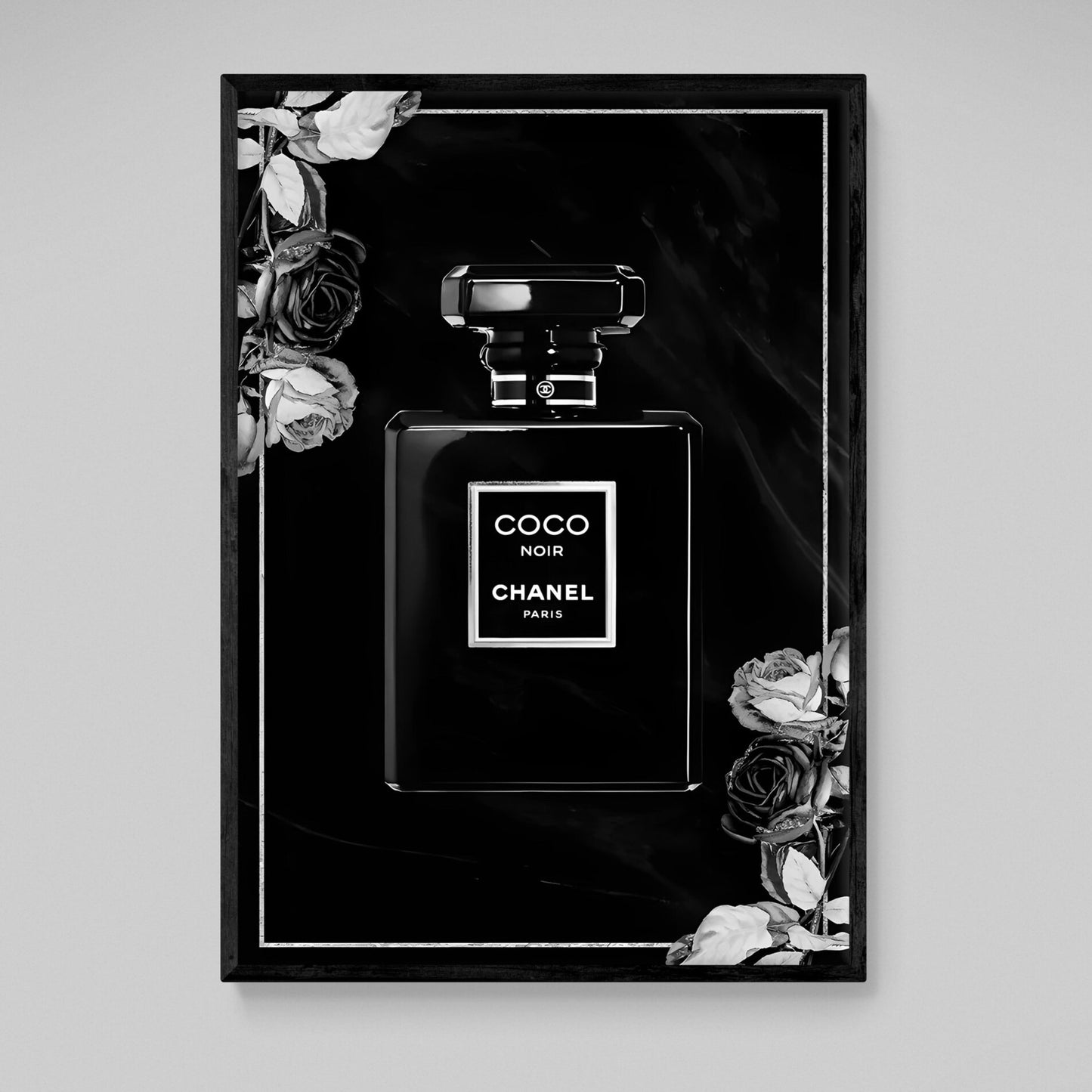Black Chanel Perfume Wall Art - Luxury Art Canvas