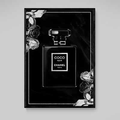 Black Chanel Perfume Wall Art - Luxury Art Canvas