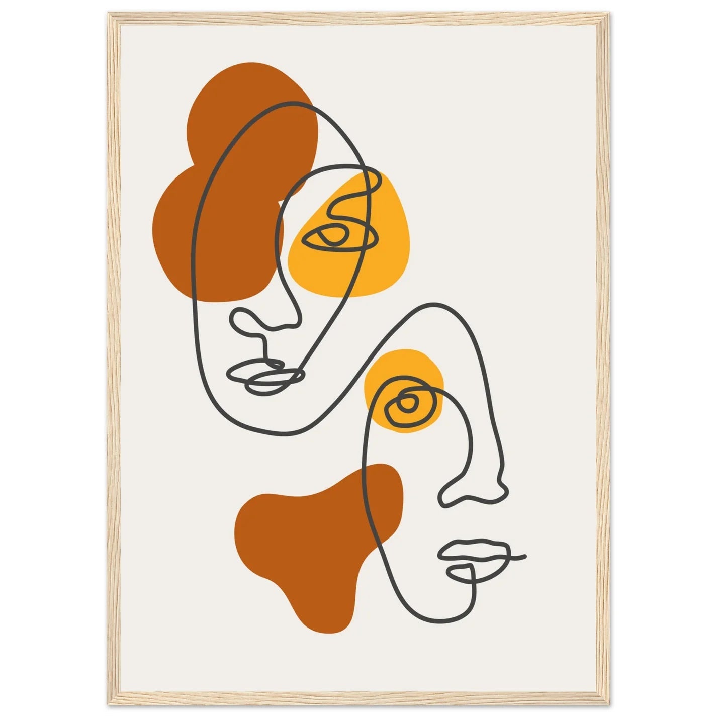 Brown Faces Minimalist Wall Art - Luxury Art Canvas