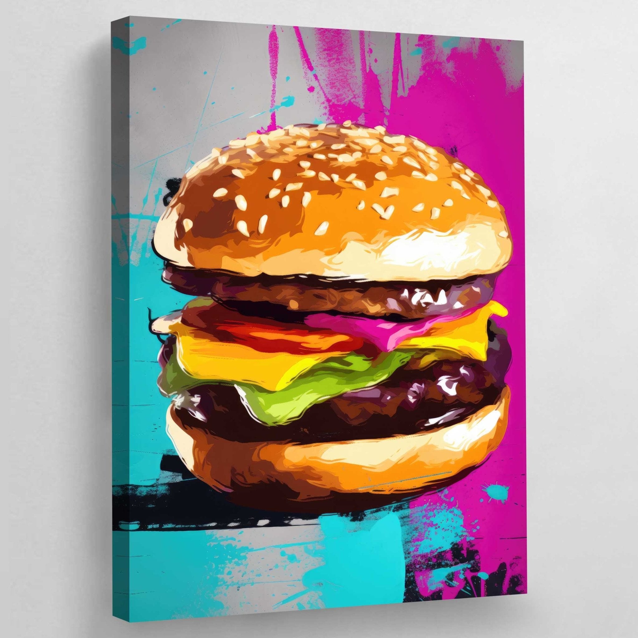 ARTCANVAS Burger Painting Home newest Decor Canvas Art Print