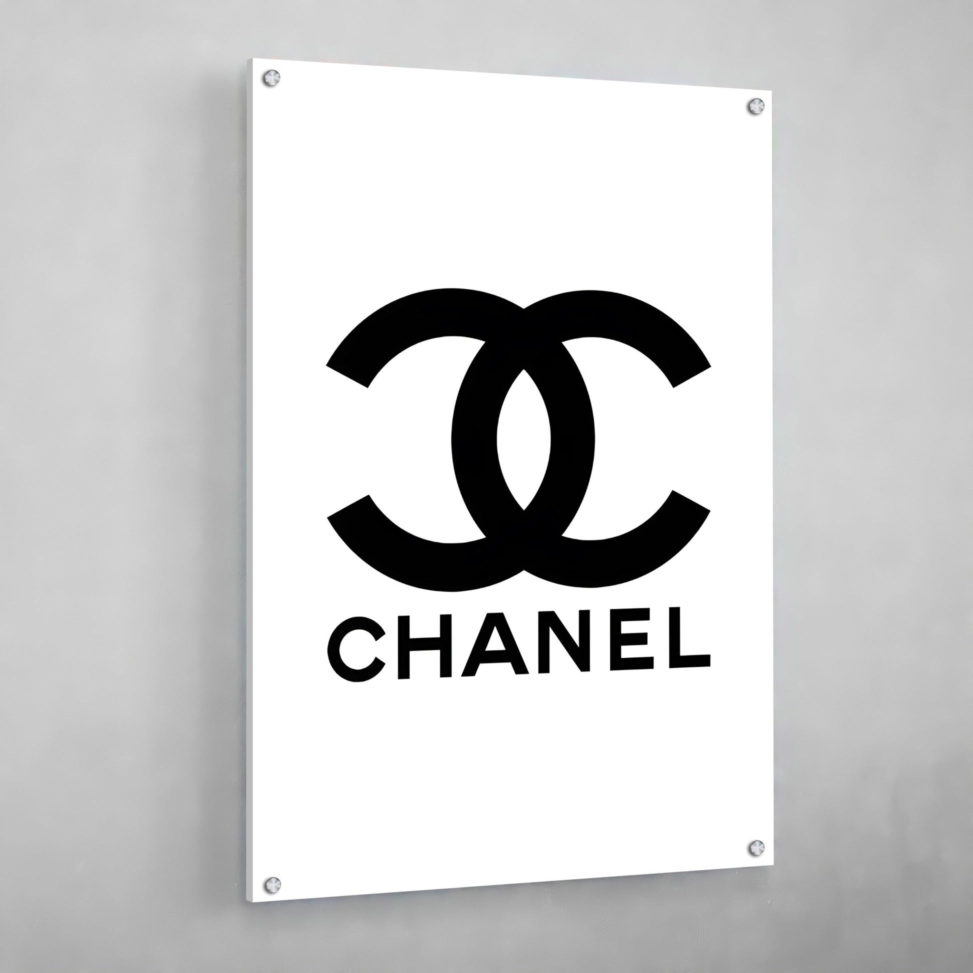black and silver chanel wall decor