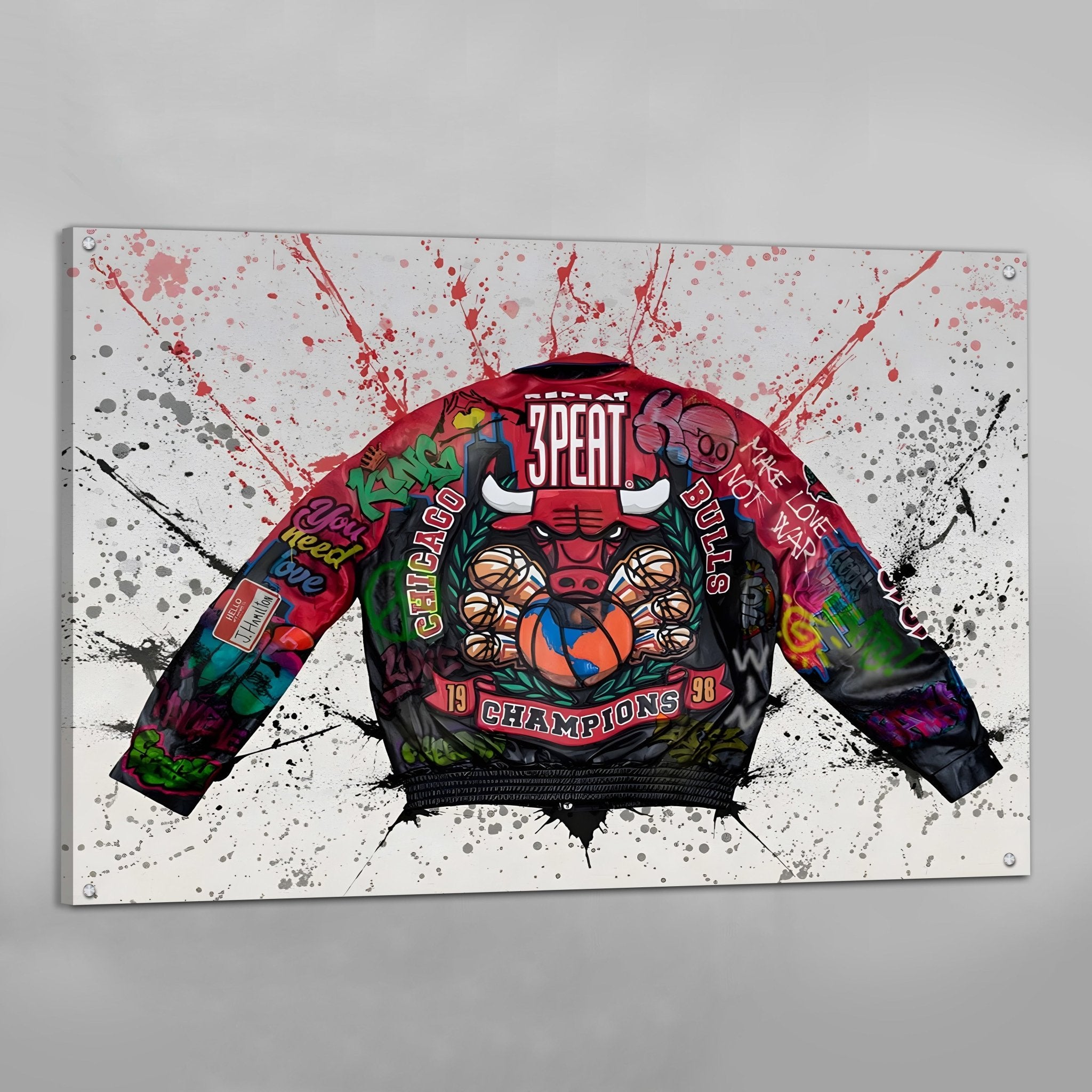 Chicago Basketball Graffiti Wall Art - Luxury Art Canvas