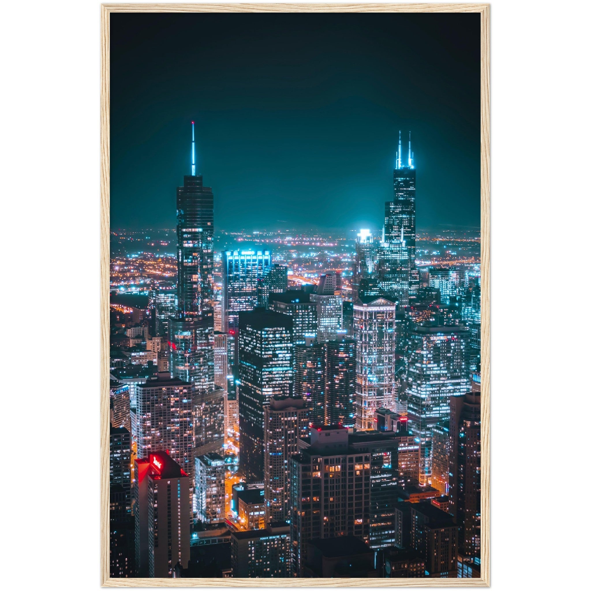 Chicago Skyline at Night Wall Art - Luxury Art Canvas